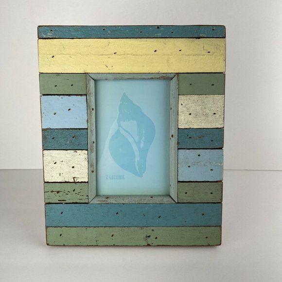 Z Gallerie 4 x 6 Picture Frame Distressed Painted Wooden Beach Ocean Theme - Picture 2 of 10